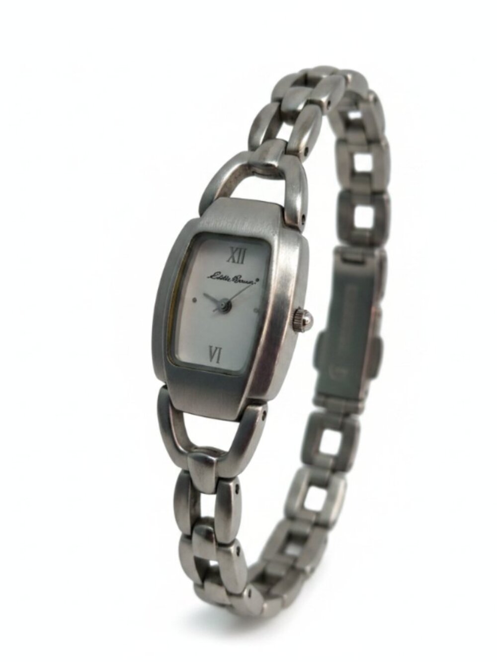 Eddie Bauer Women Silver Tone Bracelet Watch Quartz White Dial Works New Battery